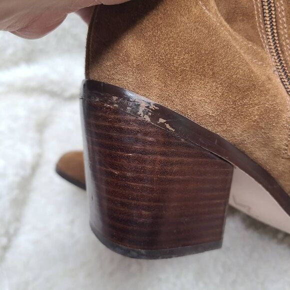 27 Edit Bellamy Tan Suede Leather Slouchy Knee High Western Inspired Boots sz 9W - Picture 8 of 13